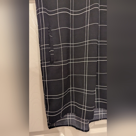 Leith Dress Women Sleeveless Mini Shift Plaid V Neck Black White Medium Work - Picture 5 of 8